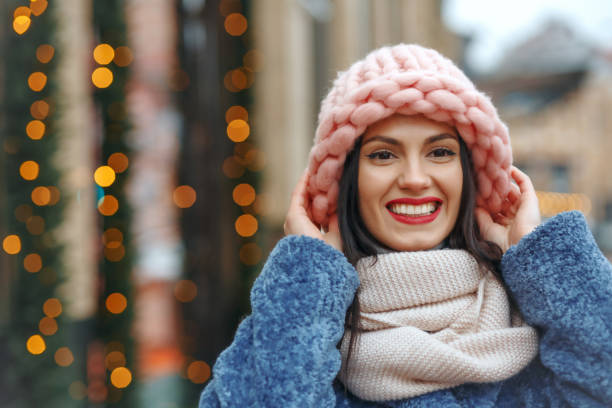istock Cool lady in coat walking at the city 1342064185