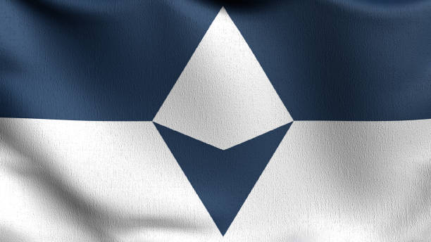 istock Antarctica flag blowing in the wind. 3D rendering illustration of waving sign 1342064355