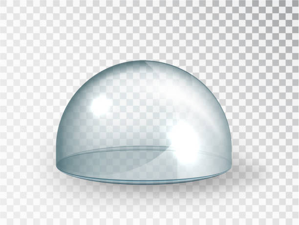 istock Transparent glass cover. Vector hemisphere mock-up isolated on transparent background 1342065686