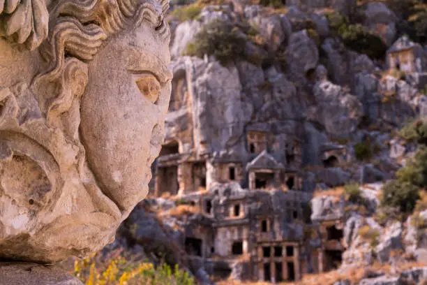 Myra, one of the Lycian cities. Sculpture and rock tombs. Mediterranean region, Mediterranean Culture