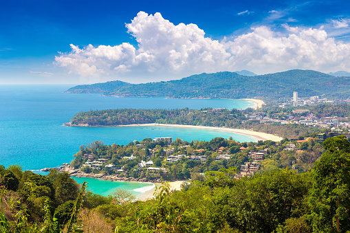 Panoramic view of Karon View Point at Phuket in Thailand in a summer day