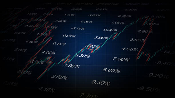경제 지표 테이블주식시장 촛대 그래프의 추상적 배경 - oscillator stock illustrations