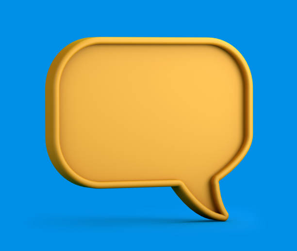 Yellow duotone speech bubble on blue background. 3d illustration.