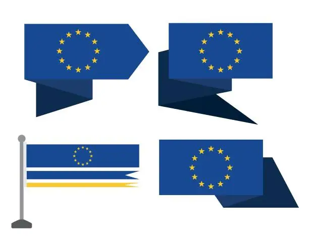 Vector illustration of EU and European Union flag design with yellow stars on white background.