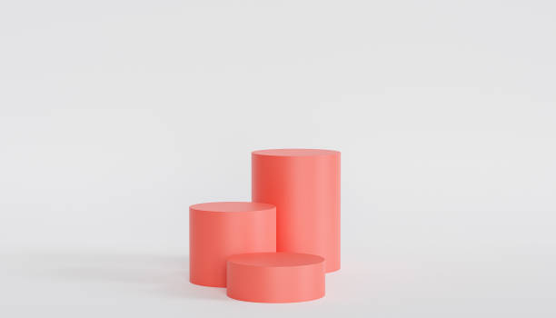 istock Red podiums or pedestals for products or advertising on white background, 3d render 1342076605