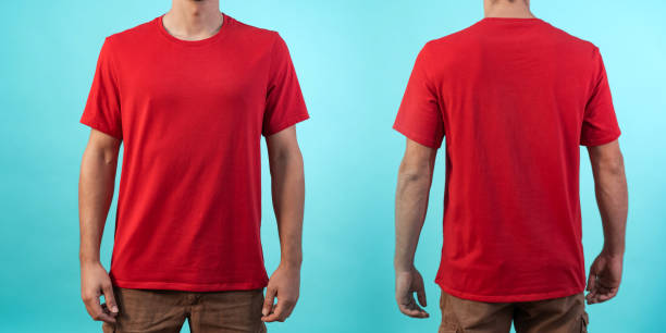 istock Front and back view of a t-shirt mockup. 1342077624