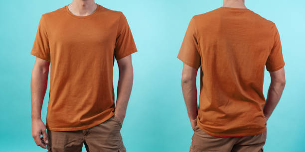 istock Front and back view of a t-shirt mockup. 1342077629
