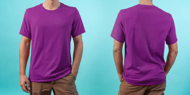 istock Front and back view of a t-shirt mockup. 1342077630