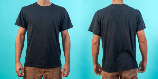 istock Front and back view of a t-shirt mockup. 1342077657