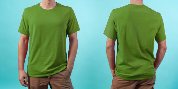 istock Front and back view of a t-shirt mockup. 1342077679