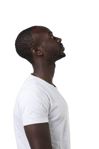 istock African boy in profile on a white background looks straight ahead 1342079153