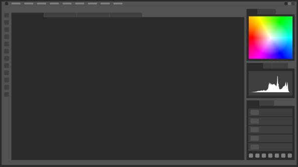 photo editing and graphics creation software interface template photo editing and graphics creation software interface template photo editor photos stock illustrations