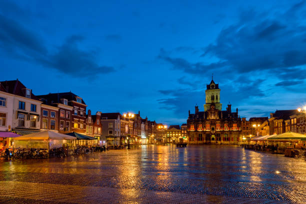 istock Delft Market Square Markt in the evening. Delfth, Netherlands 1342083972
