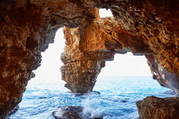 Cala del Moraig beach caves  in Benitatxell of Alicante in Spain