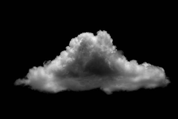 istock white fluffy cumulus cloud isolated cutout on black background. 1342086250