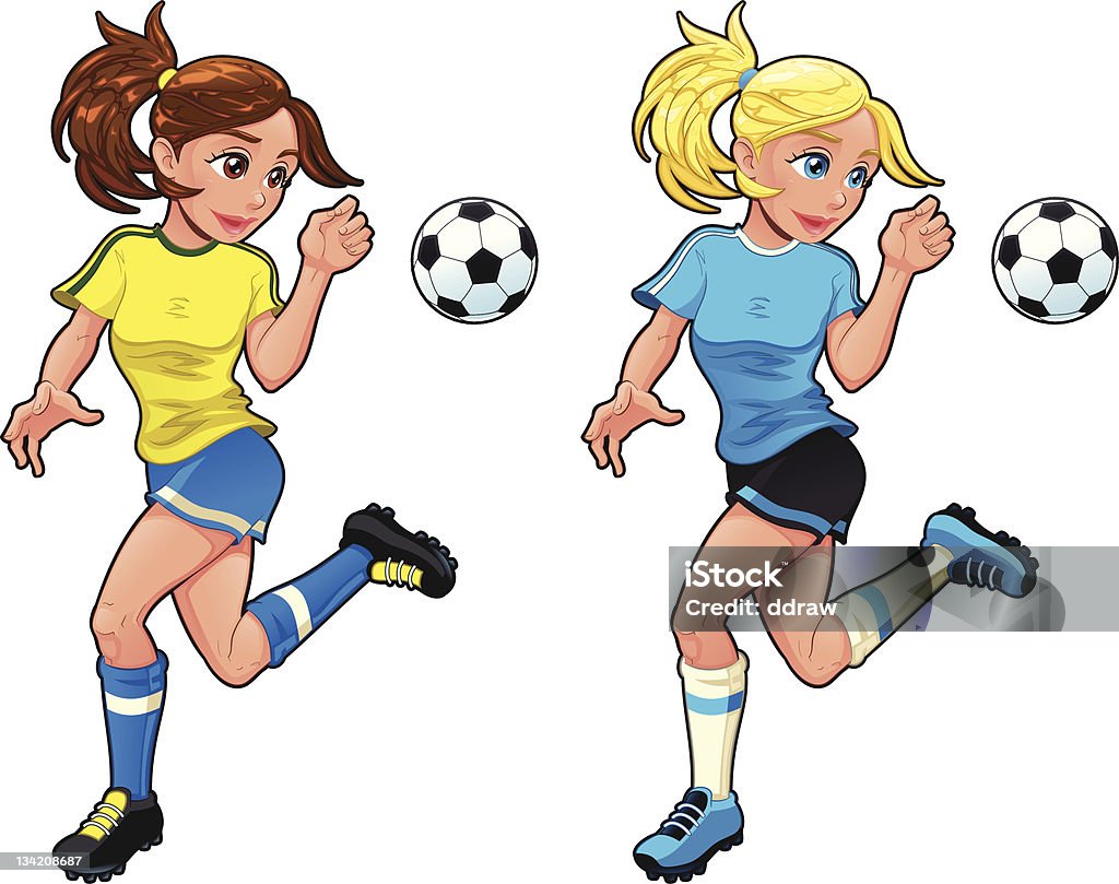 Soccer female players Soccer female players. Vector cartoon and isolated sport characters. Soccer stock vector