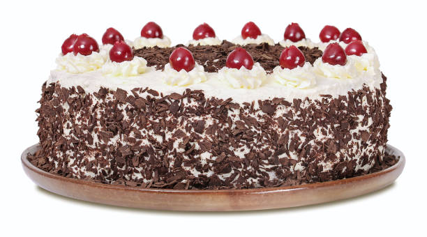 ドイツの伝統的な黒い森のケーキ - baked brown cake circle ストックフォトと画像