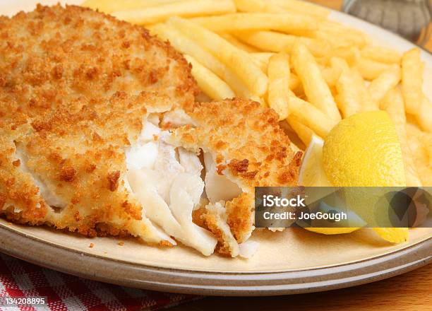 Breaded Fish Fillet Fries Stock Photo - Download Image Now - Fish, Breaded Fish, Deep Fried