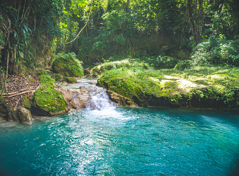 Stunning natural blue spring in Jamaica