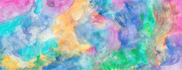 istock Colorful pastel pattern paper texture bright banner, print. Watercolor abstract painting, hand drawn multicolor liquid dye card for greeting, poster, design, wallpaper 1342091777