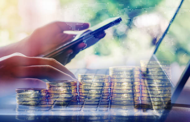 istock Technology people global network and online banking internet banking concept 1342094360