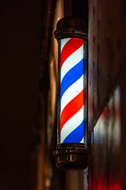 istock barber shop red and blue sign 1342095115