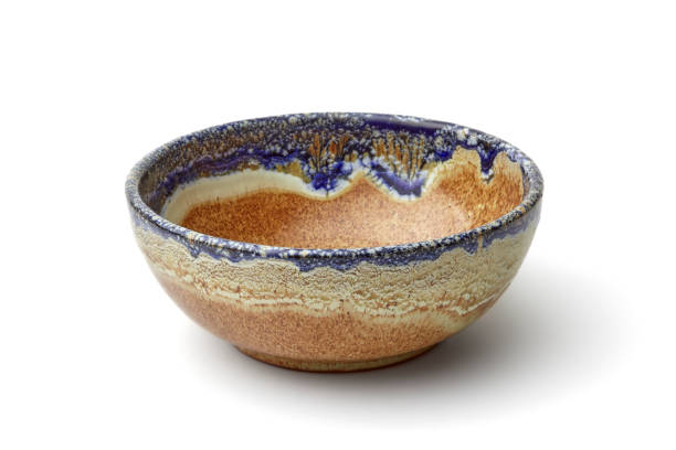 ремесленная керамическая чаша - blue bowl brown ceramic стоковые фото и изображения