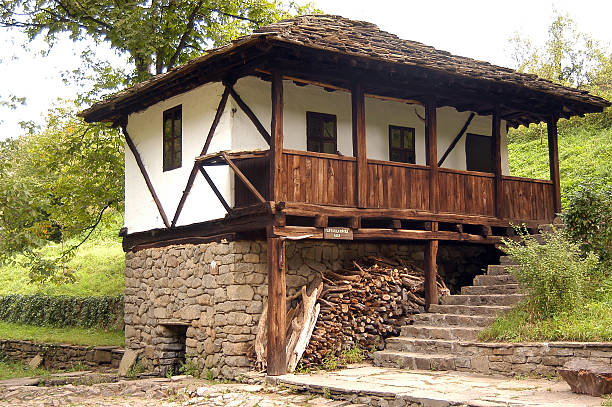 Gabrovo, Etar, Bulgaria - 07.27.2019. Water mill in the Etar Architectural Ethnographic Complex in Bulgaria on a sunny summer day. Big size panoramic photo.