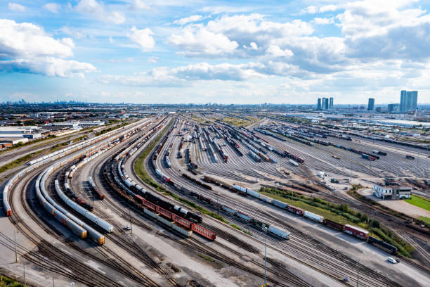 istock Aerial View of Rail Classification Yard, The MacMillan Yard, Maple, Vaughan, Canada 1342098568