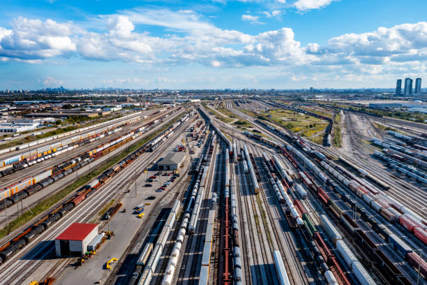 istock Aerial View of Rail Classification Yard, The MacMillan Yard, Maple, Vaughan, Canada 1342099184