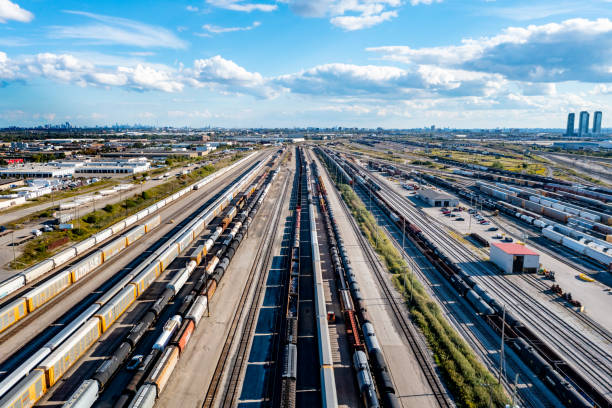istock Aerial View of Rail Classification Yard, The MacMillan Yard, Maple, Vaughan, Canada 1342099419