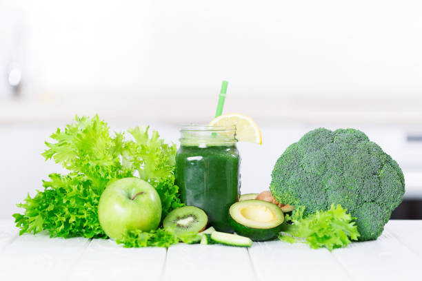 istock Green detox drink on table 1342105982