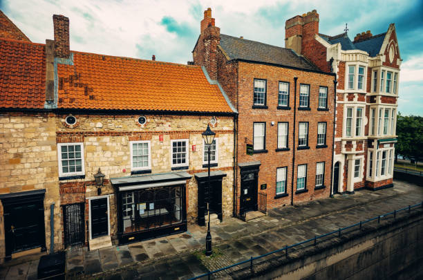 Stockton-on-Tees, United Kingdom: September 10, 2021: Finkle Street, part of the historic old district of Stockton on Tees, England.