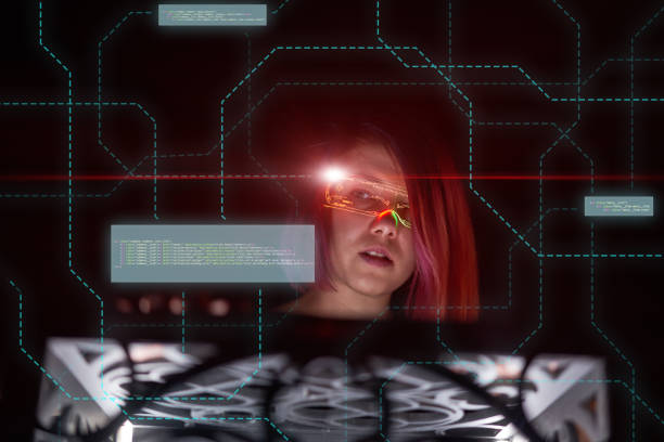 istock Cyber woman coding of technology to access to network. 1342108548