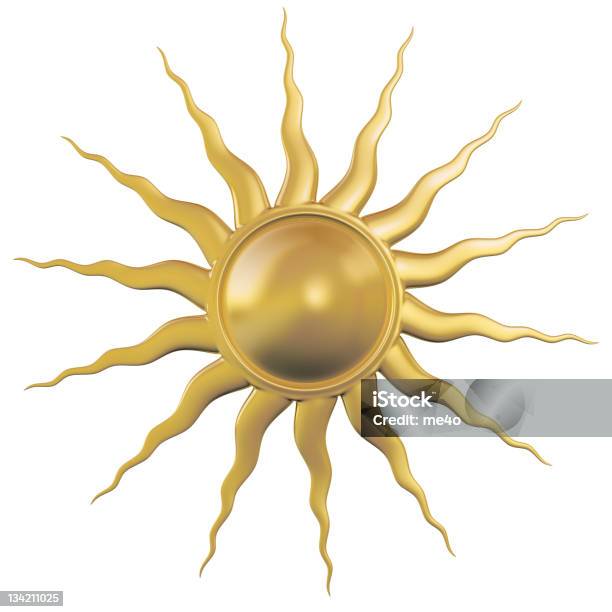 Metalowe Symbol Słońce - zdjęcia stockowe i więcej obrazów Słońce - Słońce, Trójwymiarowy, Złoto - metal