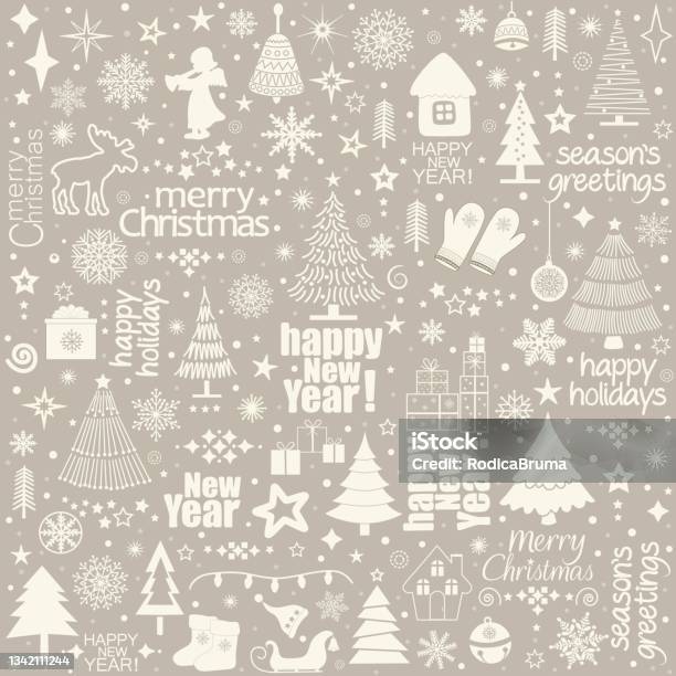 Christmas Inscriptions Christmas Pattern With Christmas Inscriptions And Elements Stock ...