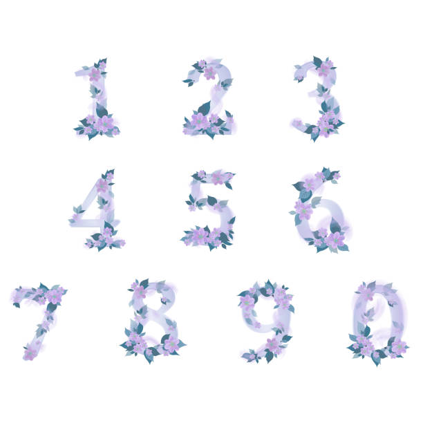 istock Floral number design 0 - 9. Blue and lavender colors 1342111855