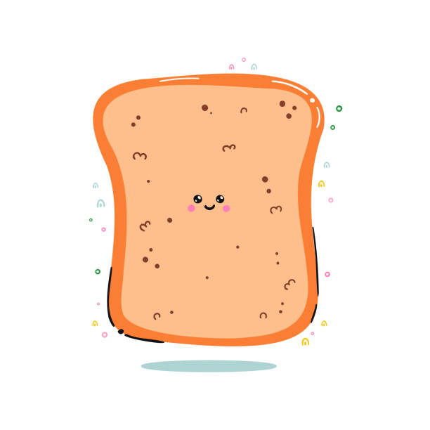 istock Cute cartoon bread. Healthy food illustration for kids. 1342112302