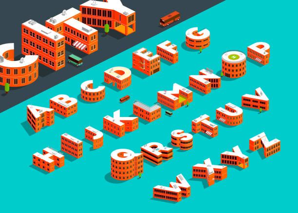 alphabet city vector art illustration