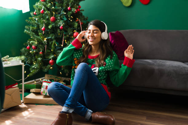 istock Relaxed woman chilling with music 1342117235