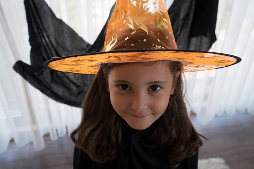 Portrait of Little witch. Happy Halloween.
