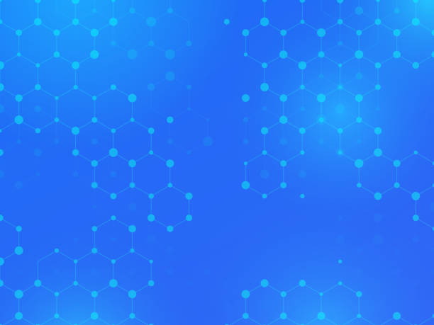 illustrazioni stock, clip art, cartoni animati e icone di tendenza di abstract molecola chimica scientifica background pattern - hexagon honeycomb repetition connection