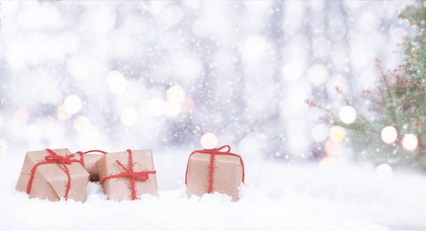 istock Christmas presents in the snow 1342118831
