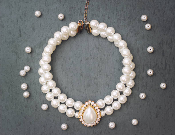 istock Coral necklace on a dark background. 1342119008
