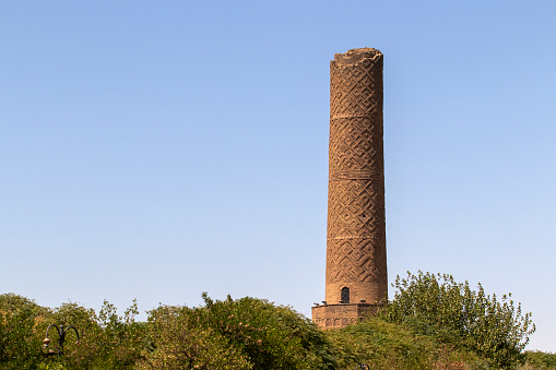 The Mudhafaria Minaret, located in the Minare Park in Erbil, Kurdistan Region, Iraq.