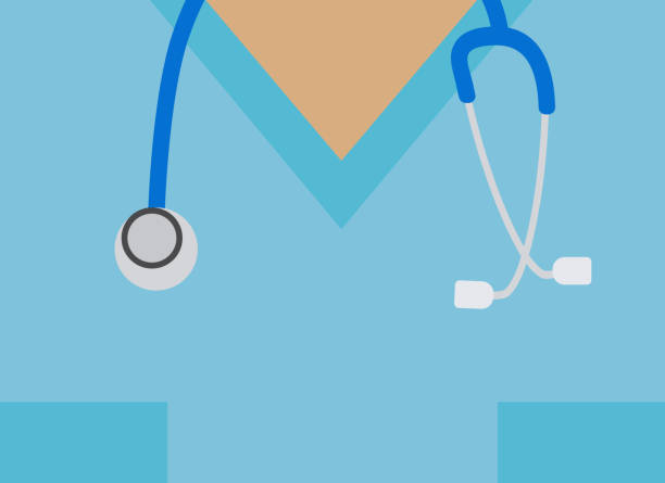 Medical center poster illustration featuring stethoscope and medical clothing Vector illustration of a poster for a medical center with a picture of a stethoscope and medical clothing. Place for text nurse backgrounds stock illustrations