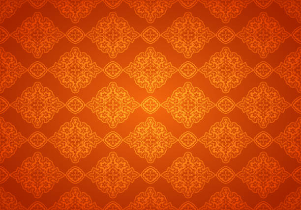 ilustrações de stock, clip art, desenhos animados e ícones de orange oriental vintage background with indo-persian ornaments. royal, luxurious wallpaper. autumn vector illustration - 2839