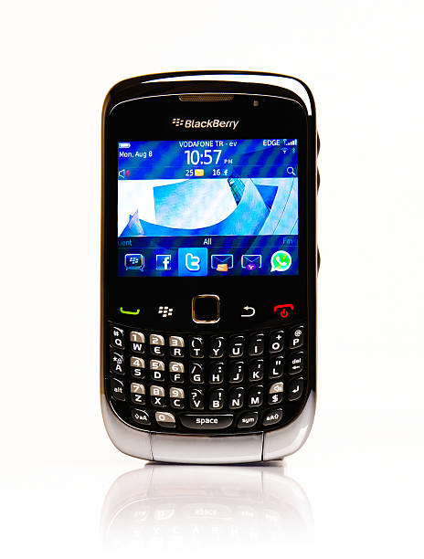 Istanbul, Turkey - August 08, 2011: Blackberry Curve 3G 9300 smartphone isolated on white background. BlackBerry is a line of mobile e-mail and smartphone devices developed and designed by Research In Motion since 1999.