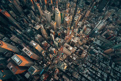 aerial view of times square in usa