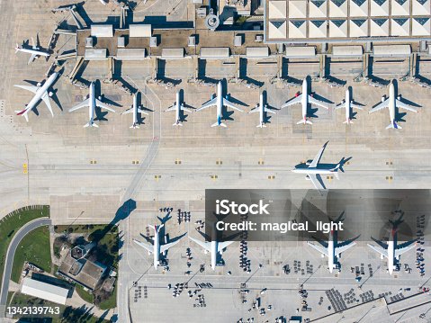 istock Aerial view of an airport. 1342139743